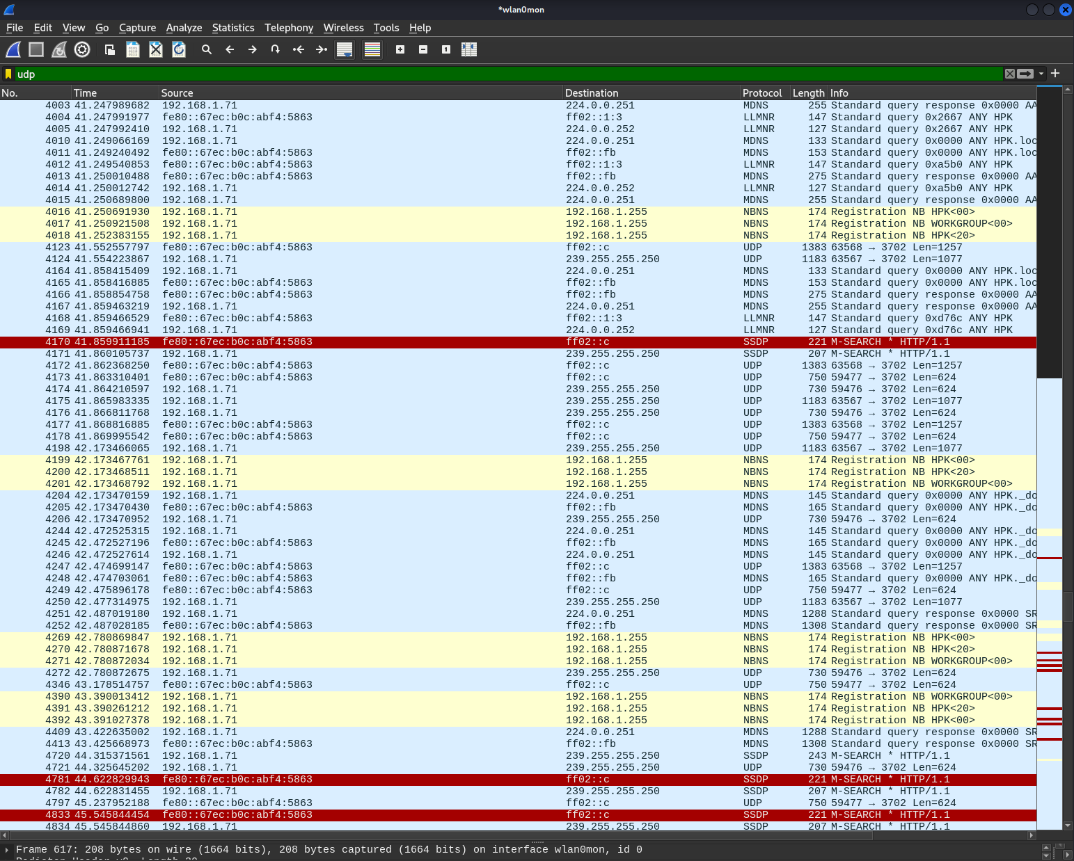 UDP Protocol Network Traffic Capture