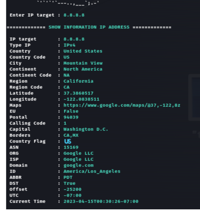 GhostTrack IP Geolocation Lookup Tool