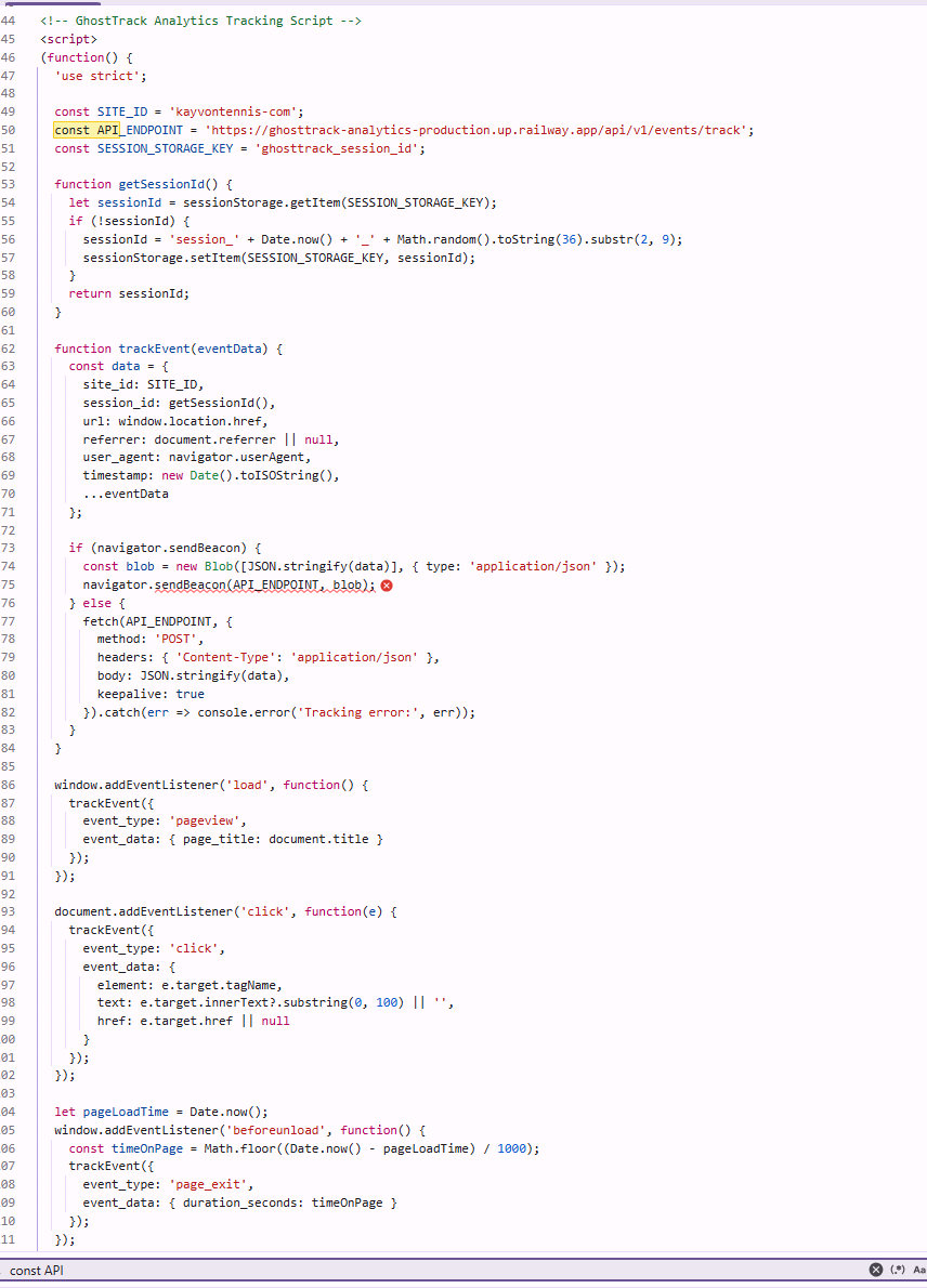 GhostTrack JavaScript Tracking Script