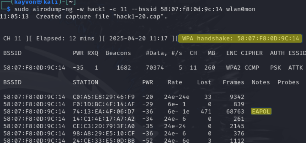 WPA2 Handshake Capture with Airodump-ng